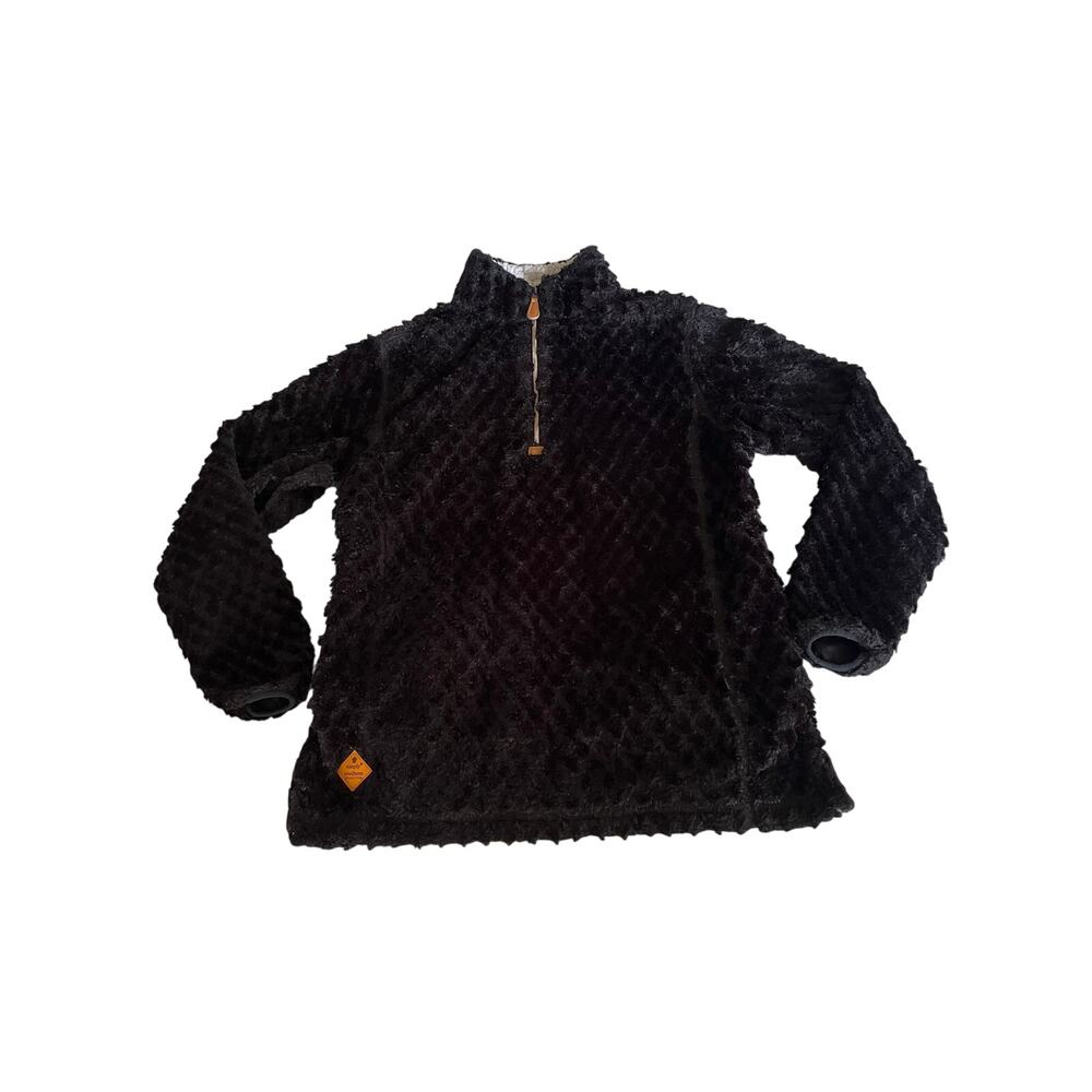 Simply Southern Plush Black Quarter Zip Sweater Womens S